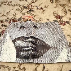 Fiorucci Lips Faux Leather Mini Skirt NWT Large